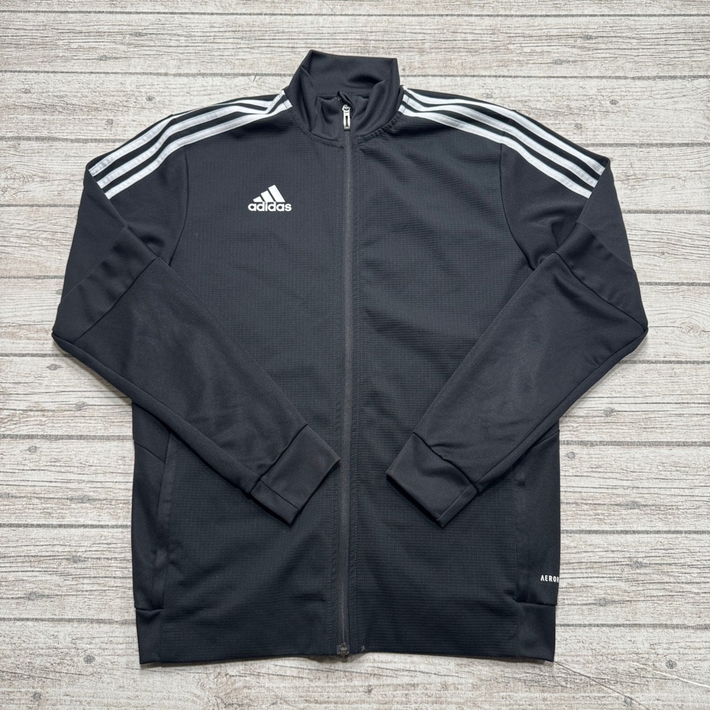 Adidas Track Jacket Men's Medium Black Aeroready Trefoil Activewear Training Gym